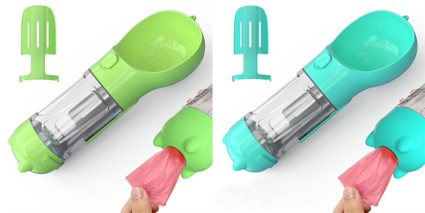 Pet Water Bottle Feeder Bowl Garbage Bag Storage Portable Pet Outdoor Travel 3 In 1 Dog Water BottlePet