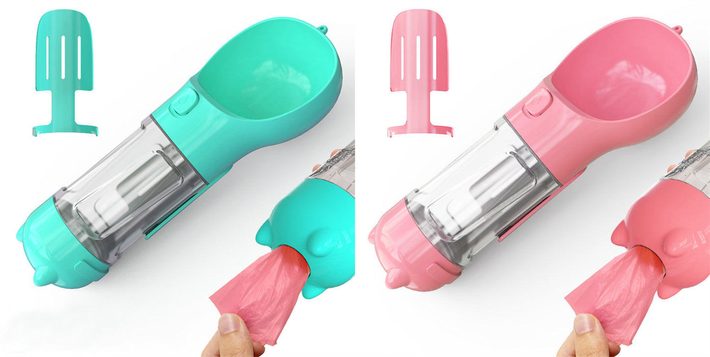 Pet Water Bottle Feeder Bowl Garbage Bag Storage Portable Pet Outdoor Travel 3 In 1 Dog Water BottlePet
