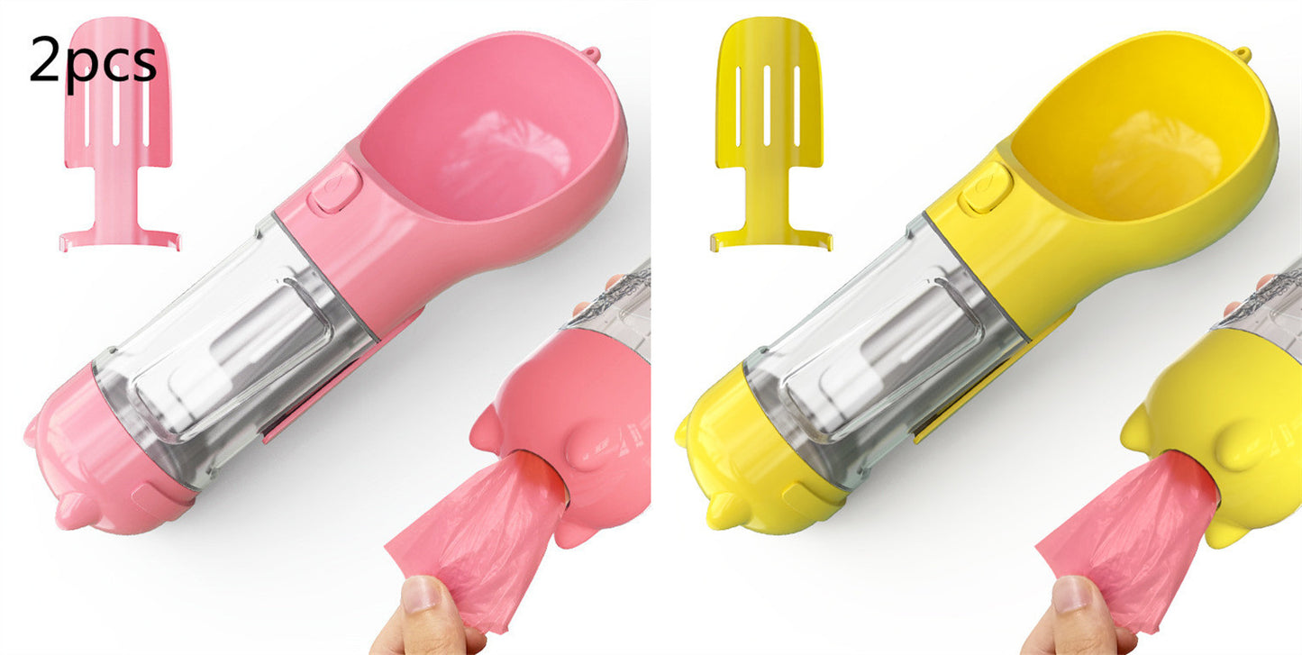 Pet Water Bottle Feeder Bowl Garbage Bag Storage Portable Pet Outdoor Travel 3 In 1 Dog Water BottlePet