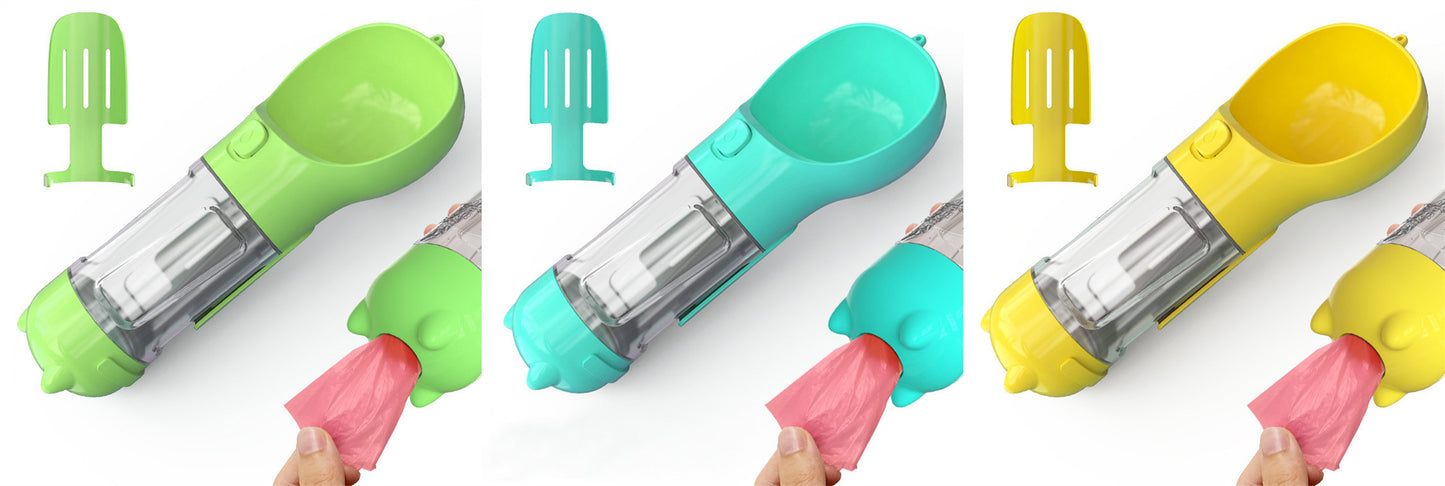 Pet Water Bottle Feeder Bowl Garbage Bag Storage Portable Pet Outdoor Travel 3 In 1 Dog Water BottlePet