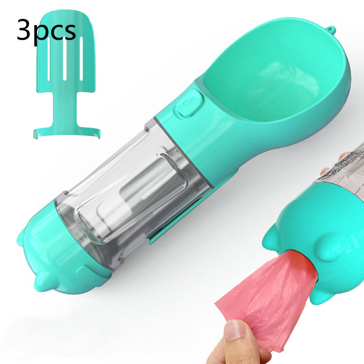 Pet Water Bottle Feeder Bowl Garbage Bag Storage Portable Pet Outdoor Travel 3 In 1 Dog Water BottlePet