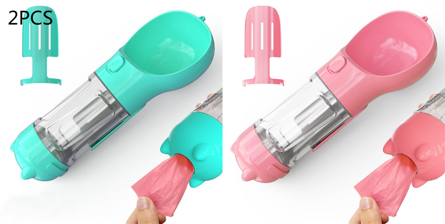 Pet Water Bottle Feeder Bowl Garbage Bag Storage Portable Pet Outdoor Travel 3 In 1 Dog Water BottlePet