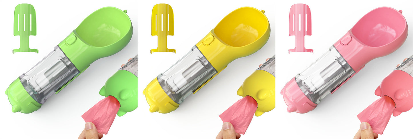 Pet Water Bottle Feeder Bowl Garbage Bag Storage Portable Pet Outdoor Travel 3 In 1 Dog Water BottlePet