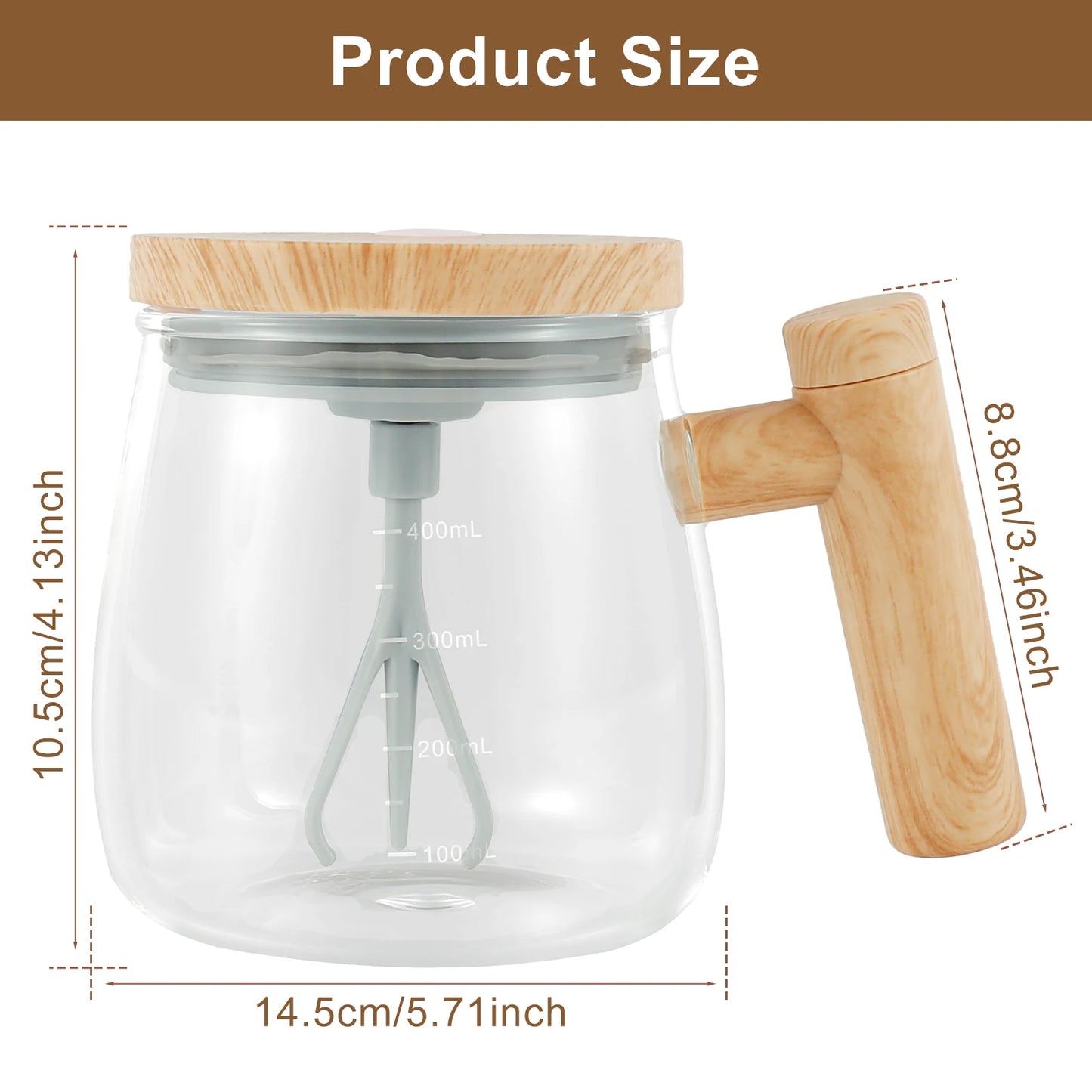 Self Stirring Coffee Mug Battery Powered Stirring Coffee Cup Electric Stirring Cups 400ml Glass Self Mixing Mugs Heat Resistant