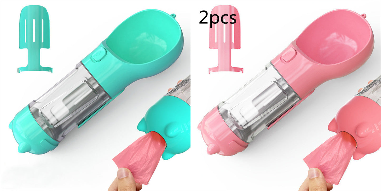 Pet Water Bottle Feeder Bowl Garbage Bag Storage Portable Pet Outdoor Travel 3 In 1 Dog Water BottlePet