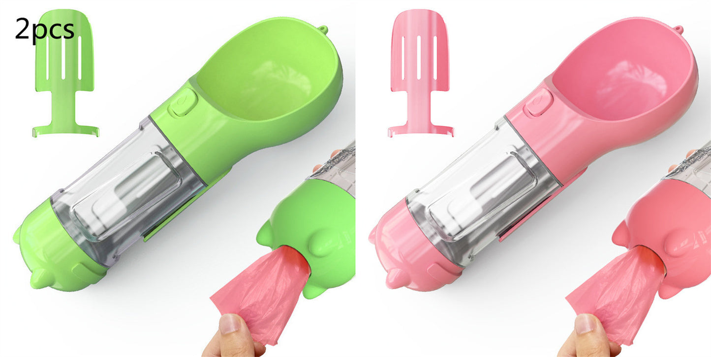 Pet Water Bottle Feeder Bowl Garbage Bag Storage Portable Pet Outdoor Travel 3 In 1 Dog Water BottlePet