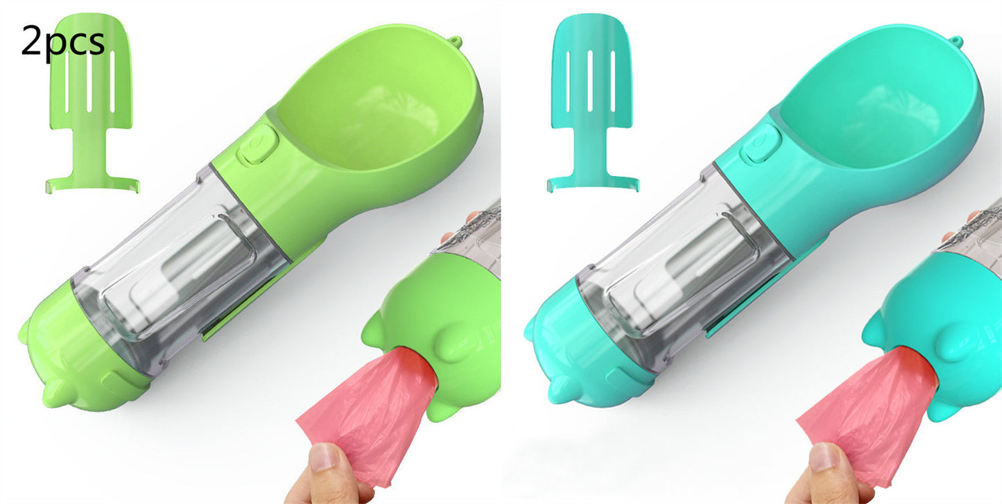 Pet Water Bottle Feeder Bowl Garbage Bag Storage Portable Pet Outdoor Travel 3 In 1 Dog Water BottlePet
