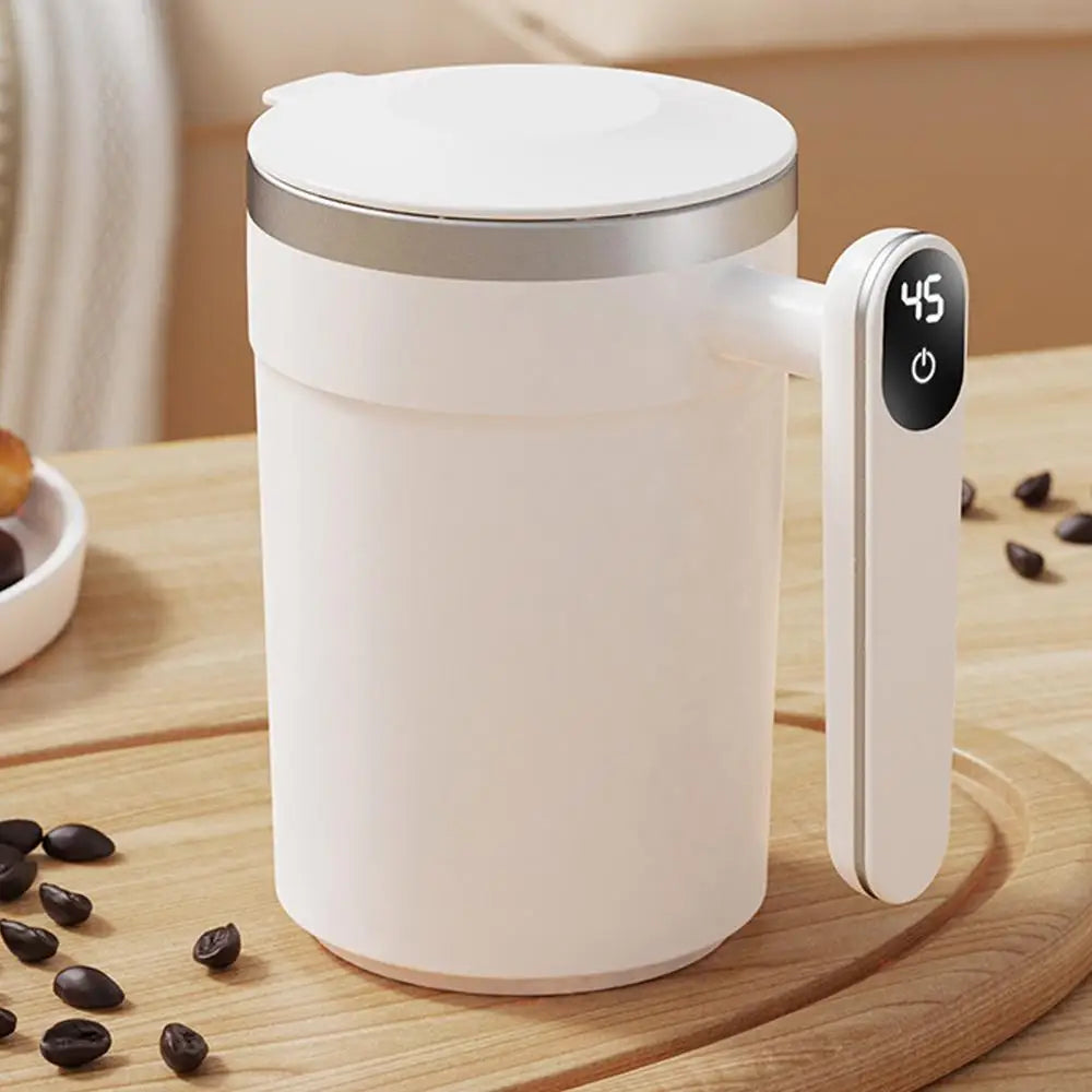 Stainless Steel Travel Coffee Mug Automatic Stirrer With Digital Display Design Portable Stirring Mug Electric Mug For Coffee