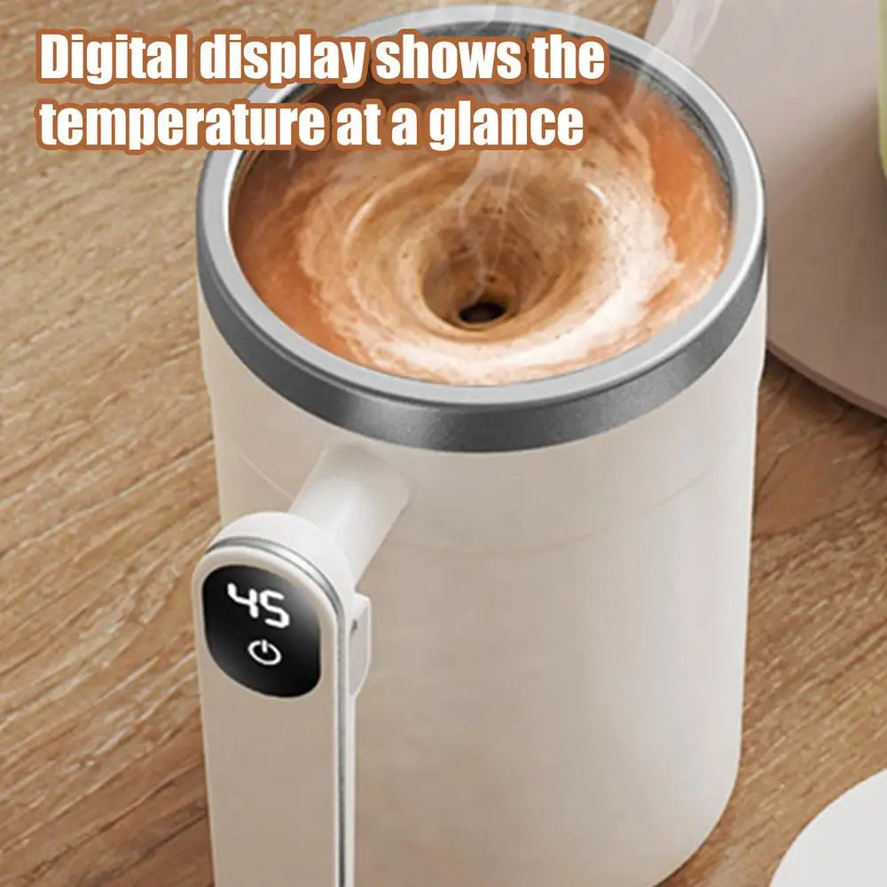 Stainless Steel Travel Coffee Mug Automatic Stirrer With Digital Display Design Portable Stirring Mug Electric Mug For Coffee