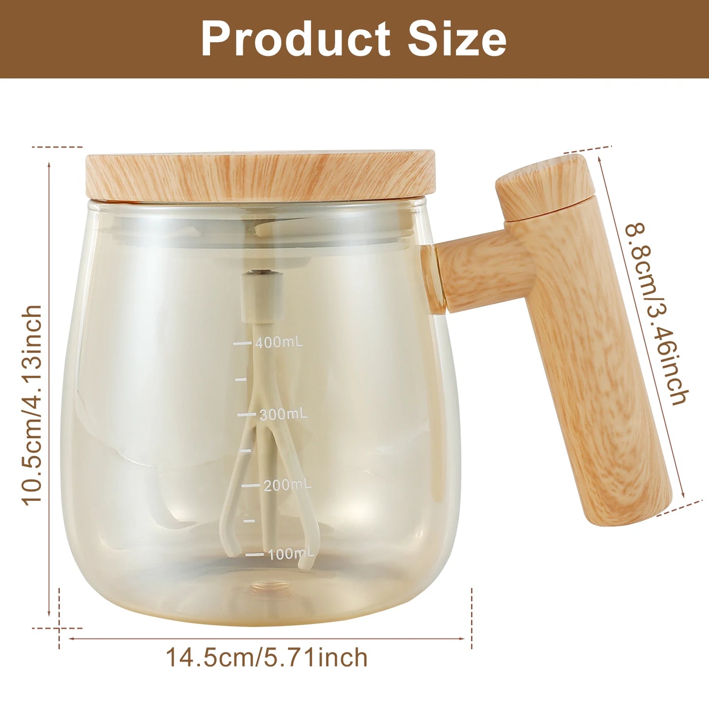 Self Stirring Coffee Mug Battery Powered Stirring Coffee Cup Electric Stirring Cups 400ml Glass Self Mixing Mugs Heat Resistant