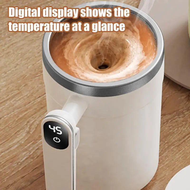 Stainless Steel Travel Coffee Mug Automatic Stirrer With Digital Display Design Portable Stirring Mug Electric Mug For Coffee