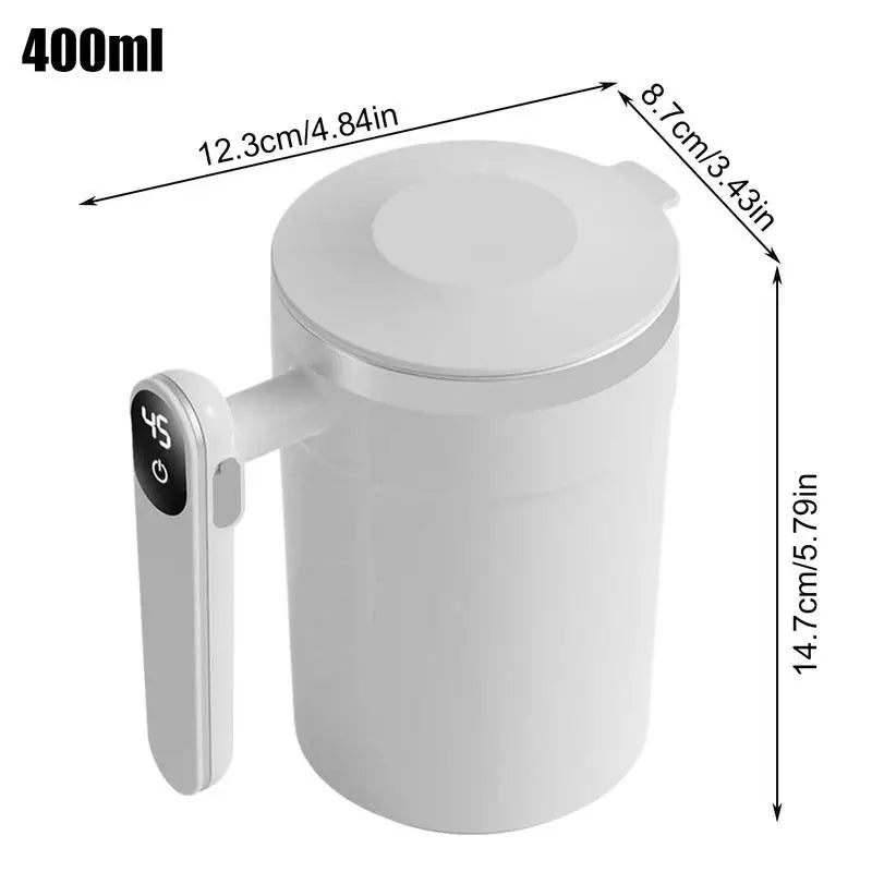 Stainless Steel Travel Coffee Mug Automatic Stirrer With Digital Display Design Portable Stirring Mug Electric Mug For Coffee
