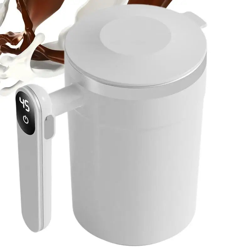 Stainless Steel Travel Coffee Mug Automatic Stirrer With Digital Display Design Portable Stirring Mug Electric Mug For Coffee