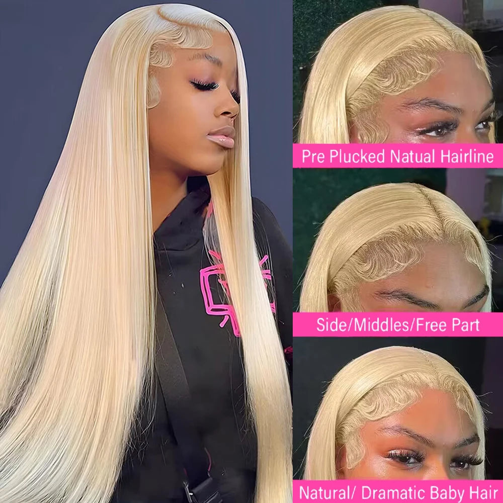 HD Transparent 613 Blonde Straight 200 Density 13x4 13x6 Lace Front Human Hair Wigs For Women Brazilian 360 Lace Frontal Wig