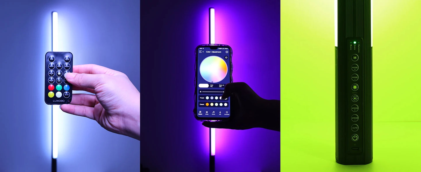 LUXCEO 2-pack 120cm RGB Mood Light Bluetooth APP Control LED Atmosphere Lamp Stick for DJ Lighting/Dance Club/Photo Studio/Party