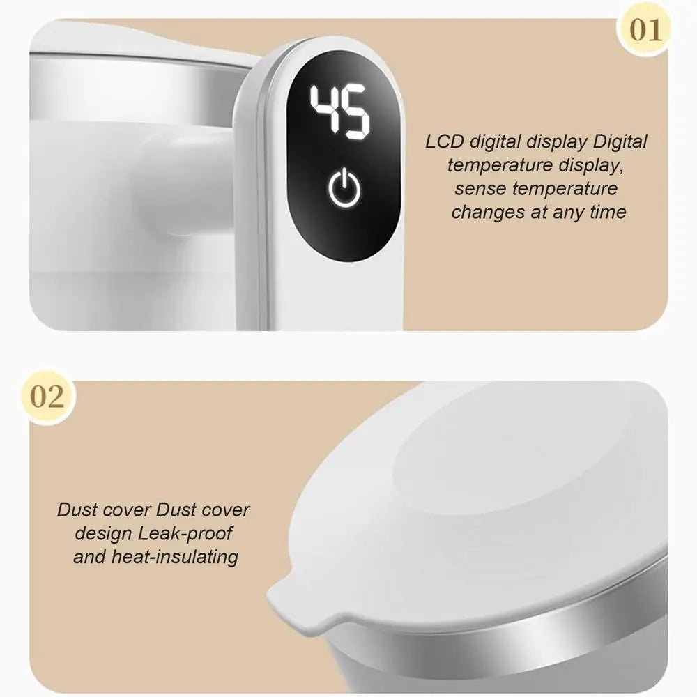 Stainless Steel Travel Coffee Mug Automatic Stirrer With Digital Display Design Portable Stirring Mug Electric Mug For Coffee