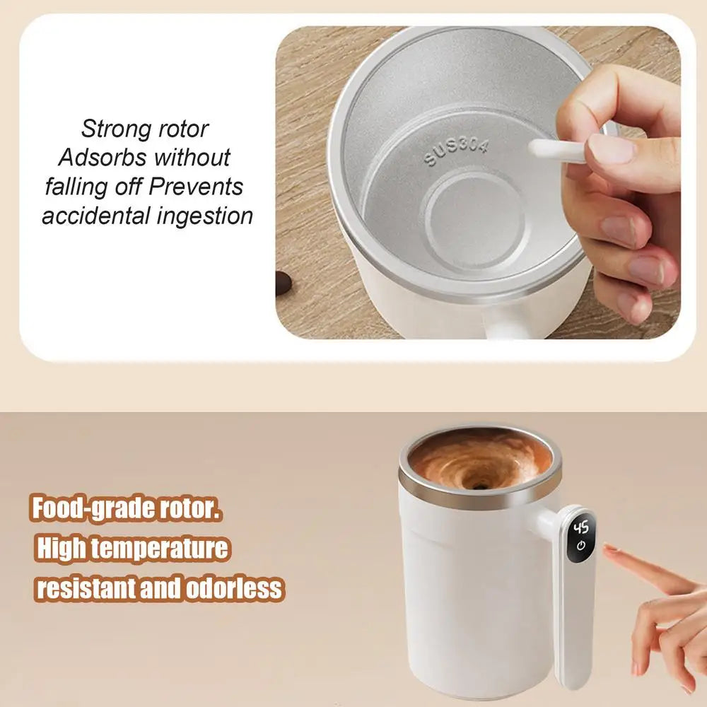 Stainless Steel Travel Coffee Mug Automatic Stirrer With Digital Display Design Portable Stirring Mug Electric Mug For Coffee