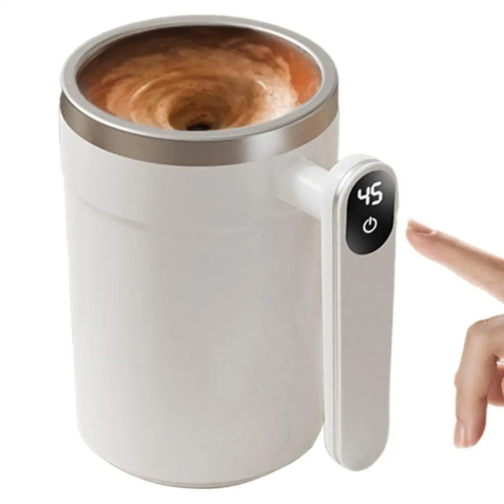 Stainless Steel Travel Coffee Mug Automatic Stirrer With Digital Display Design Portable Stirring Mug Electric Mug For Coffee