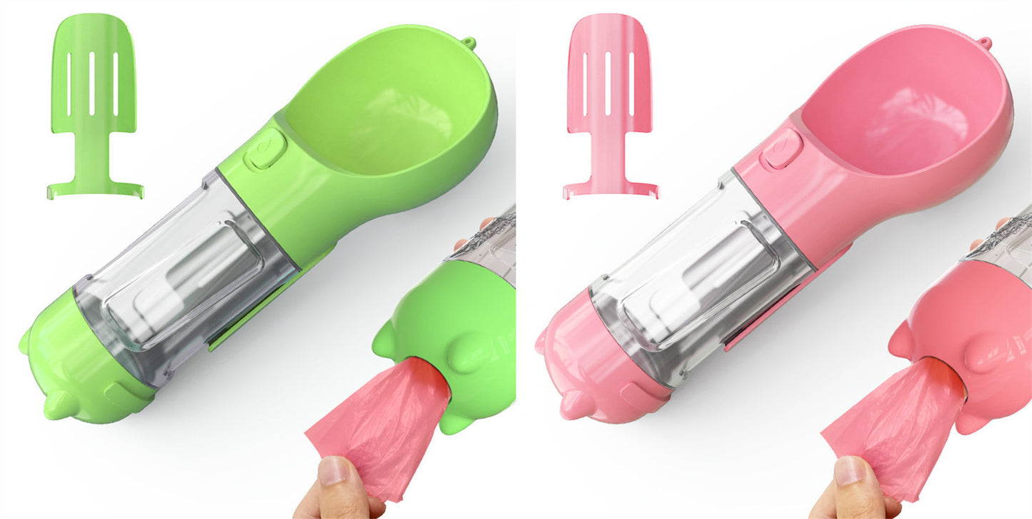 Pet Water Bottle Feeder Bowl Garbage Bag Storage Portable Pet Outdoor Travel 3 In 1 Dog Water BottlePet