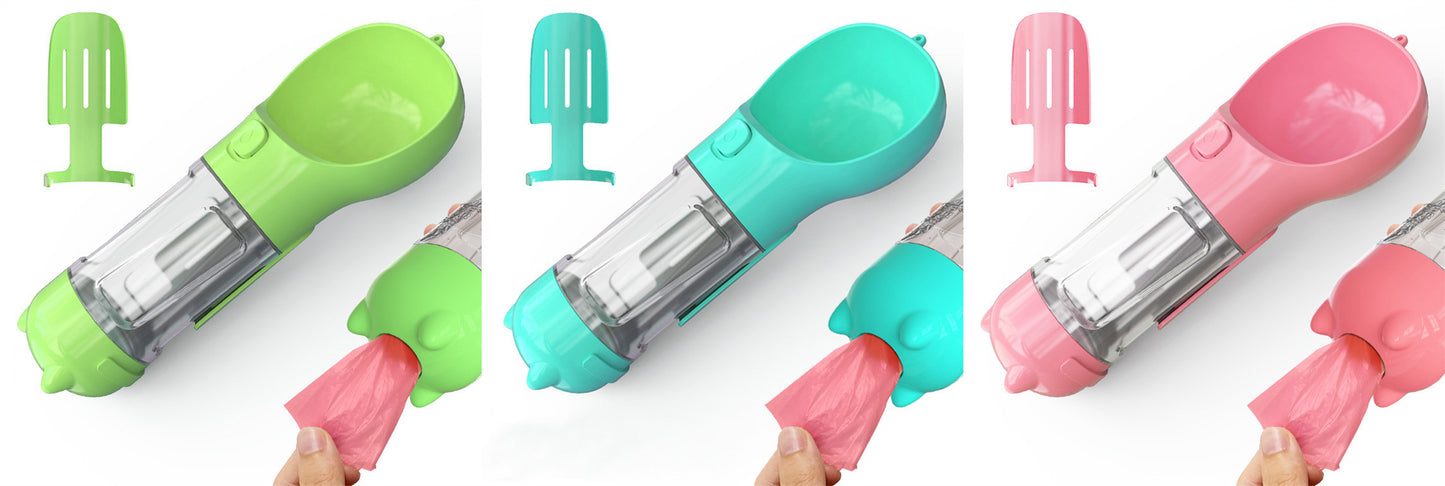 Pet Water Bottle Feeder Bowl Garbage Bag Storage Portable Pet Outdoor Travel 3 In 1 Dog Water BottlePet