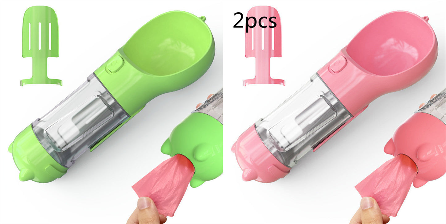 Pet Water Bottle Feeder Bowl Garbage Bag Storage Portable Pet Outdoor Travel 3 In 1 Dog Water BottlePet