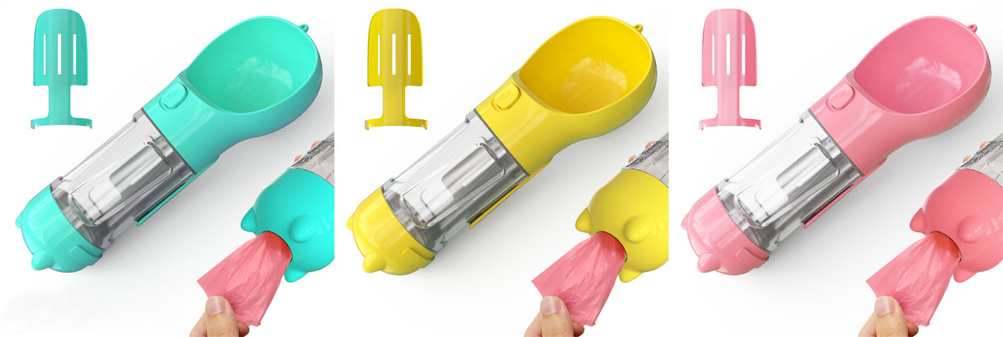 Pet Water Bottle Feeder Bowl Garbage Bag Storage Portable Pet Outdoor Travel 3 In 1 Dog Water BottlePet
