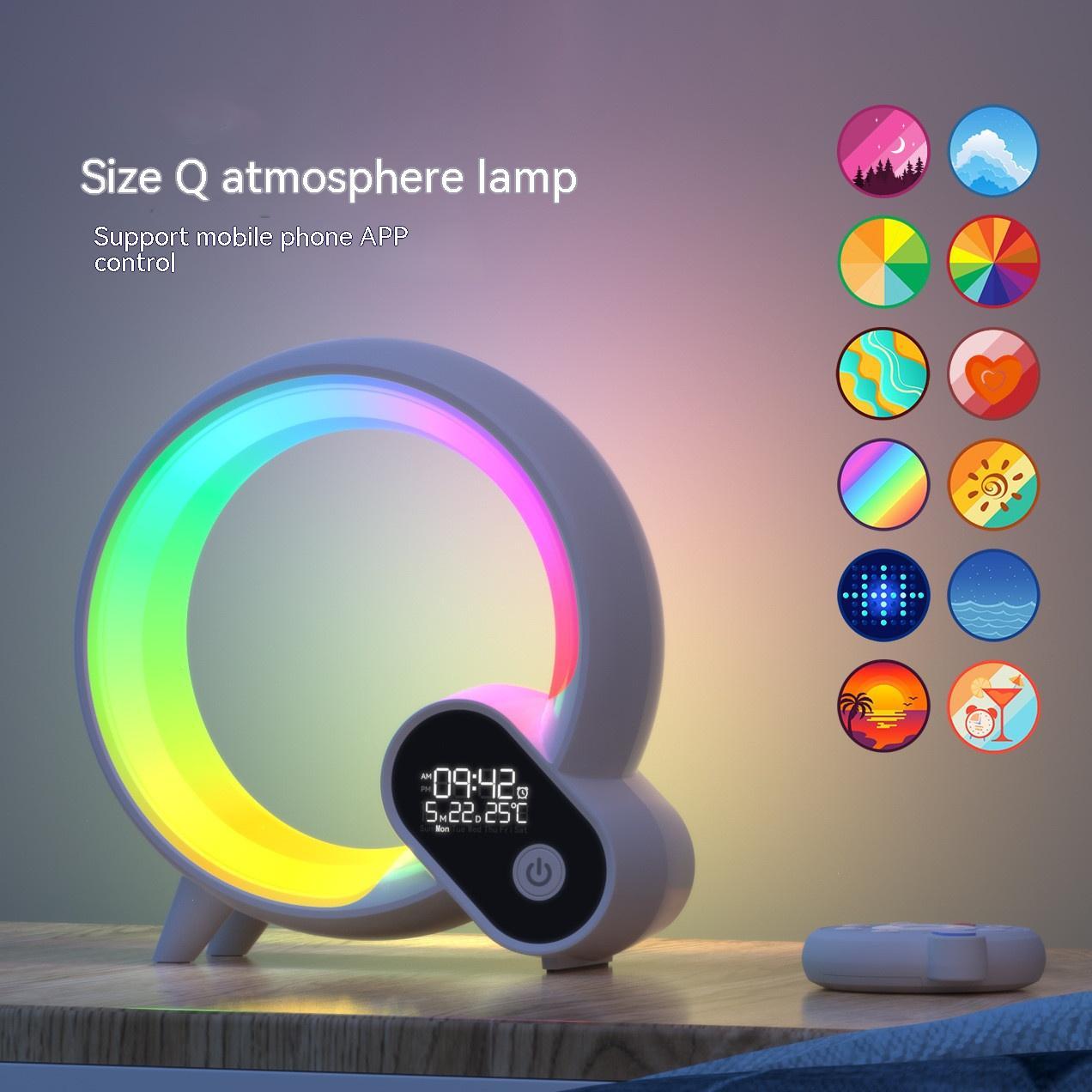 Creative Q Light Analog Sunrise Digital Display Alarm Clock Bluetooth Audio Intelligent Wake-up Q Colorful Atmosphere Lighta