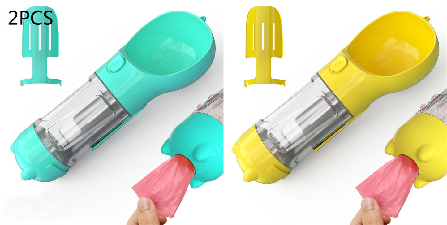 Pet Water Bottle Feeder Bowl Garbage Bag Storage Portable Pet Outdoor Travel 3 In 1 Dog Water BottlePet